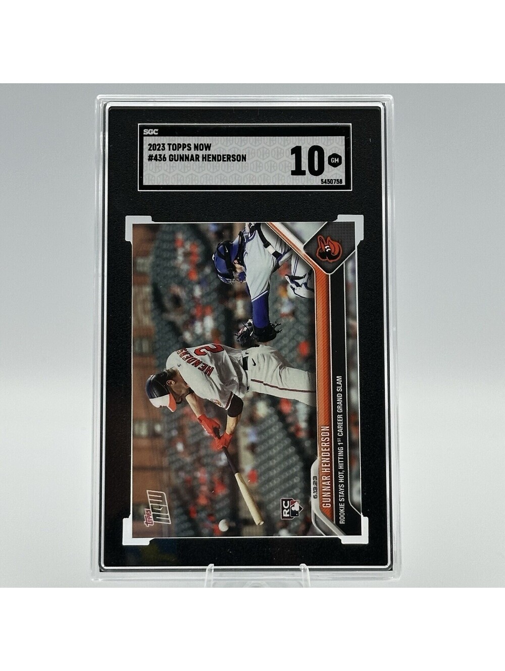 Gunnar Henderson 2023 Topps Now RC Orioles Grand Slam SGC 10 Rookie Card
